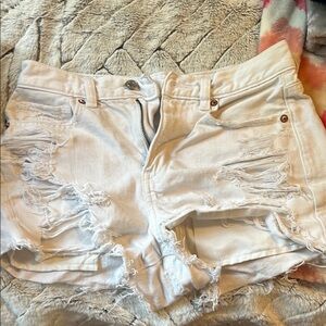 American Eagle Outfitters Ripped White Jean Shorts